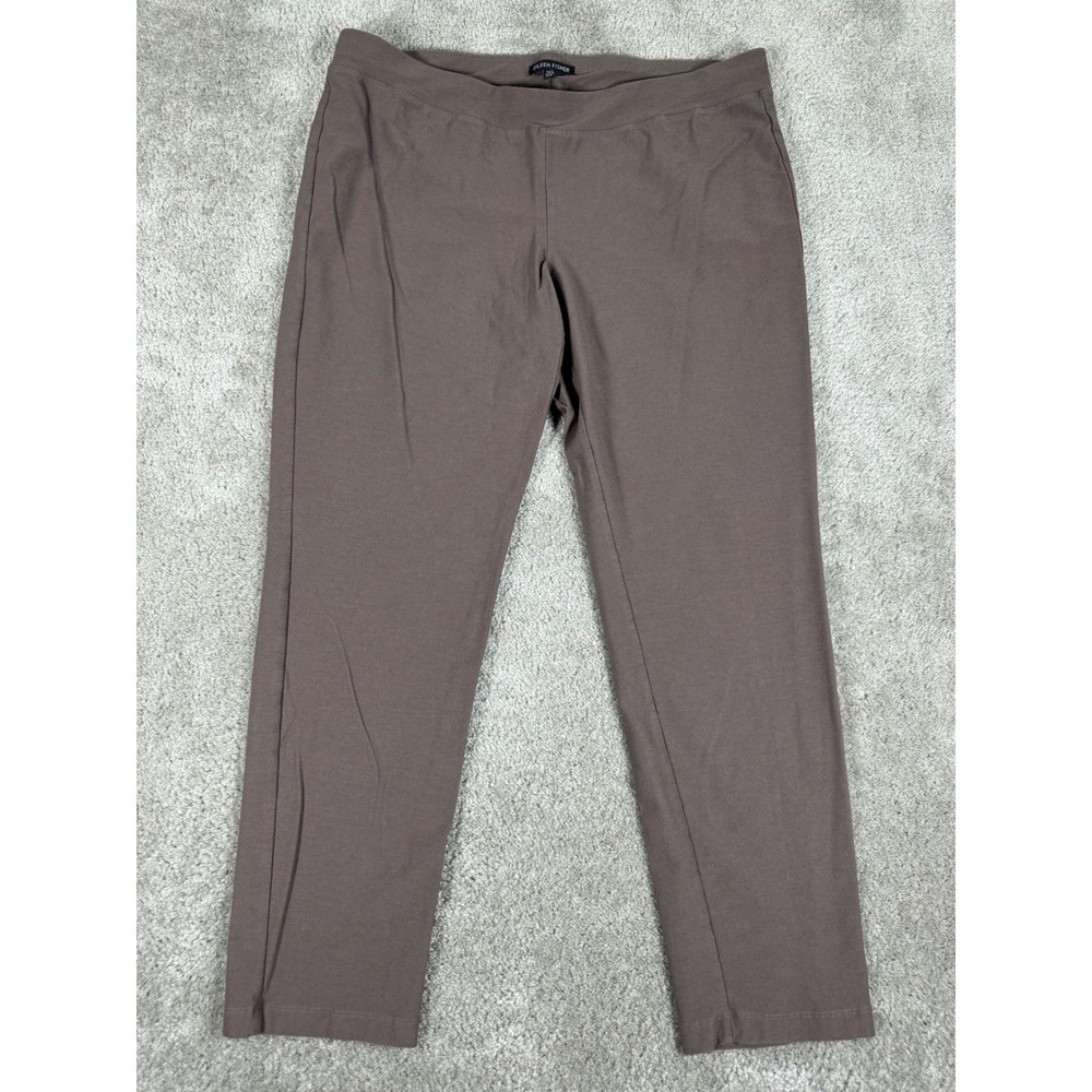 Eileen Fisher Womens Large Mauve Brown Stretch Ponte Ankle Pants S17TK Slim Leg